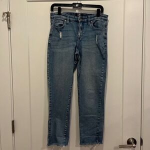 Buffalo David Bitton Jayme Mid Rise Straight Leg Distressed Jeans Blue 4/27